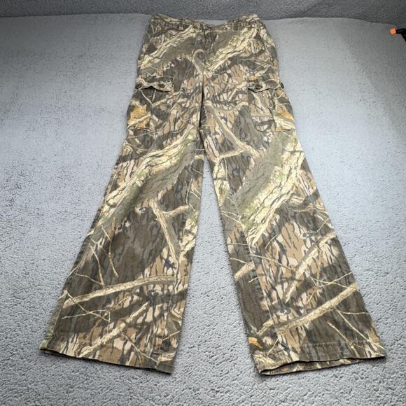 Mossy‎ Oak Pants Mens Medium 33x32 Green Cargo Camouflage Bottomland Camo Haas - Picture 1 of 16